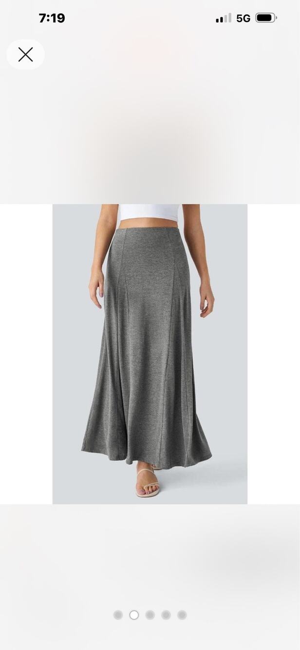 Halara XS Gray High Waisted Side Zipper Maxi Casual Flare Paneled Long Skirt NWT